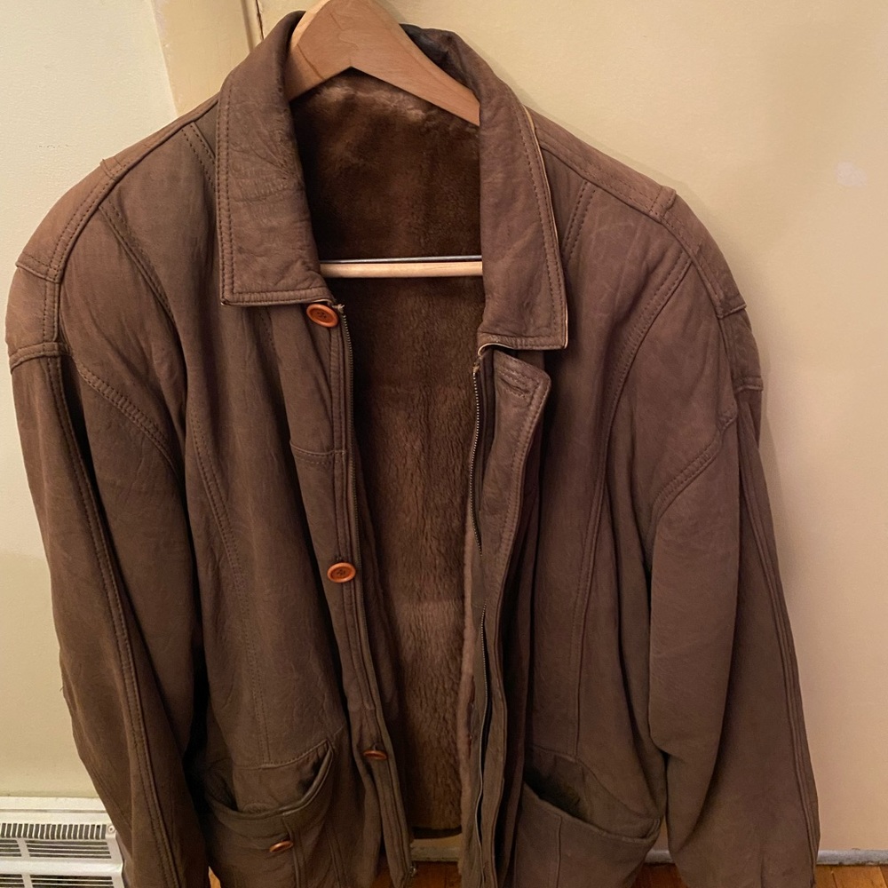 Mens Vintage Phillipe Monet Leather Jacket Sz 46